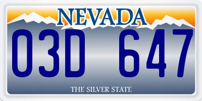 NV license plate 03D647