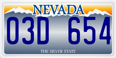 NV license plate 03D654