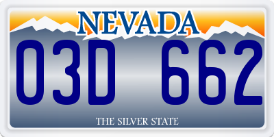NV license plate 03D662