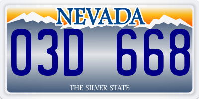 NV license plate 03D668