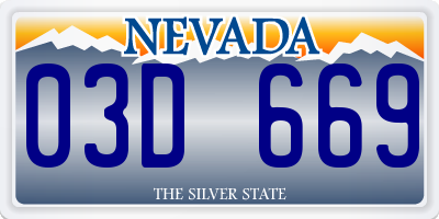 NV license plate 03D669
