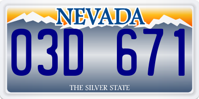 NV license plate 03D671