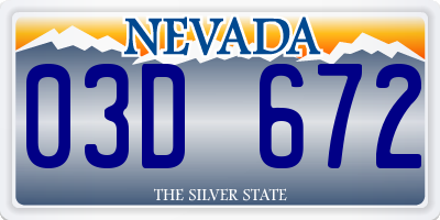 NV license plate 03D672