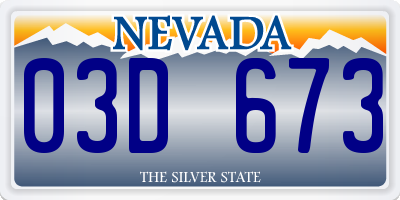 NV license plate 03D673