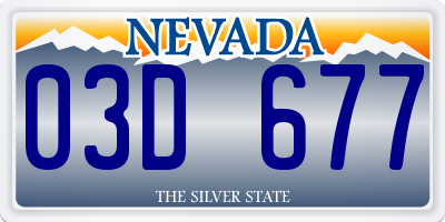 NV license plate 03D677