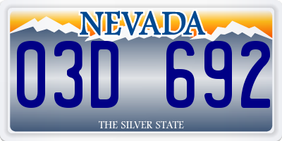 NV license plate 03D692