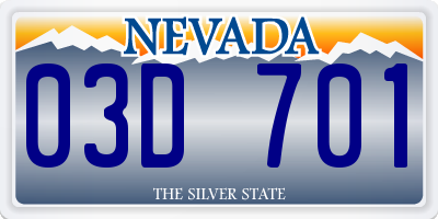 NV license plate 03D701
