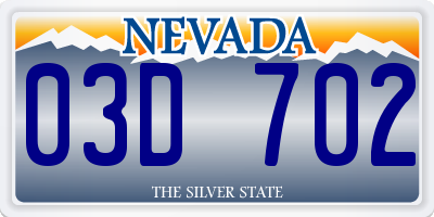 NV license plate 03D702