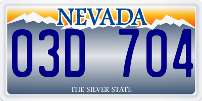 NV license plate 03D704