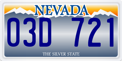 NV license plate 03D721