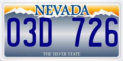 NV license plate 03D726