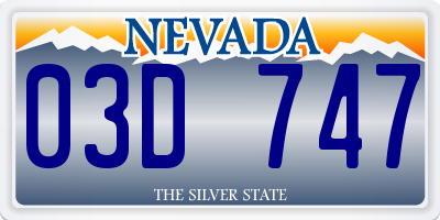 NV license plate 03D747