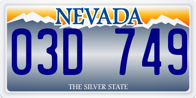 NV license plate 03D749