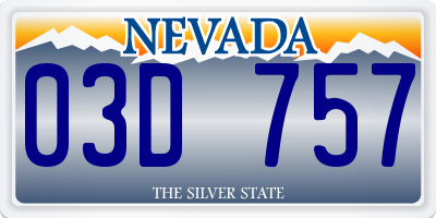 NV license plate 03D757