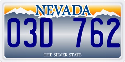 NV license plate 03D762