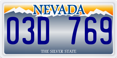 NV license plate 03D769