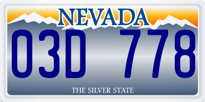 NV license plate 03D778
