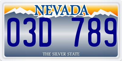 NV license plate 03D789