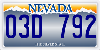 NV license plate 03D792