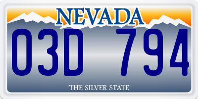 NV license plate 03D794