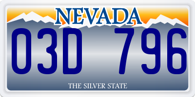 NV license plate 03D796