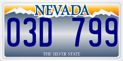 NV license plate 03D799