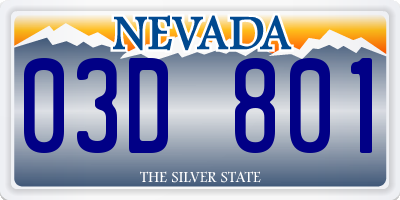 NV license plate 03D801