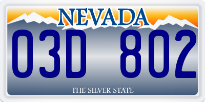 NV license plate 03D802