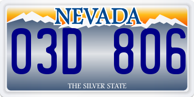 NV license plate 03D806