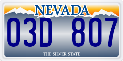NV license plate 03D807