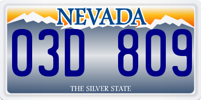 NV license plate 03D809