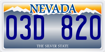 NV license plate 03D820