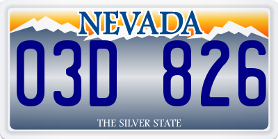 NV license plate 03D826