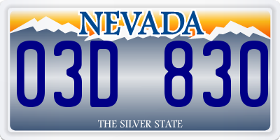 NV license plate 03D830
