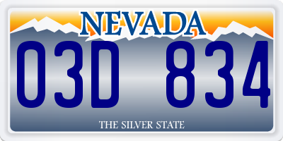 NV license plate 03D834