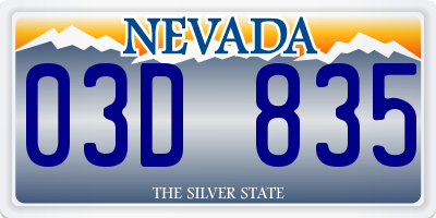 NV license plate 03D835