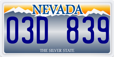 NV license plate 03D839