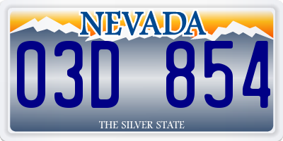 NV license plate 03D854