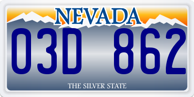 NV license plate 03D862