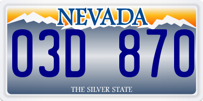 NV license plate 03D870