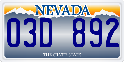 NV license plate 03D892