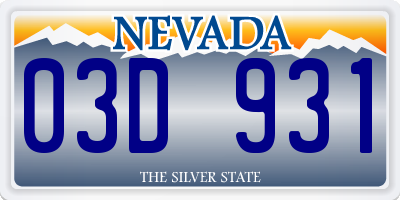 NV license plate 03D931