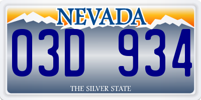 NV license plate 03D934