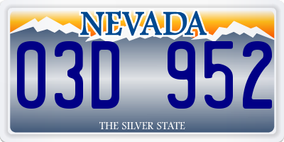 NV license plate 03D952