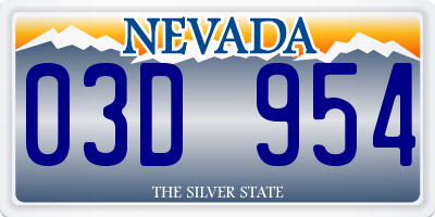 NV license plate 03D954