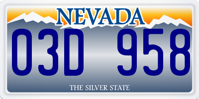 NV license plate 03D958