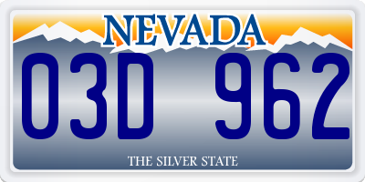 NV license plate 03D962