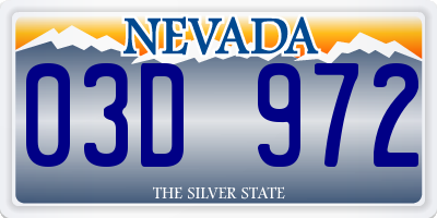 NV license plate 03D972