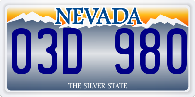 NV license plate 03D980