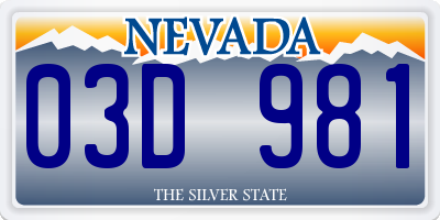 NV license plate 03D981